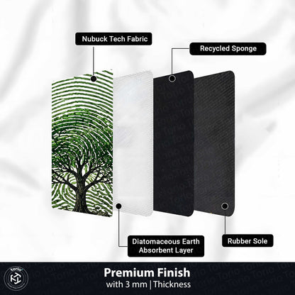 Tree of Life Fingerprint Shape Flat Rug | Nature Oval Area Flat Rug | Botanical Fingerprint Art Flat Rug for Modern Home Décor