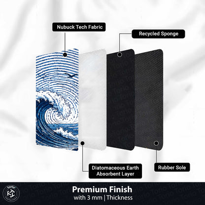 Ocean Wave Fingerprint Shape Flat Rug | Coastal Sea Wave Oval Area Flat Rug | Blue Fingerprint Art Flat Rug for Beach House & Modern Home Décor