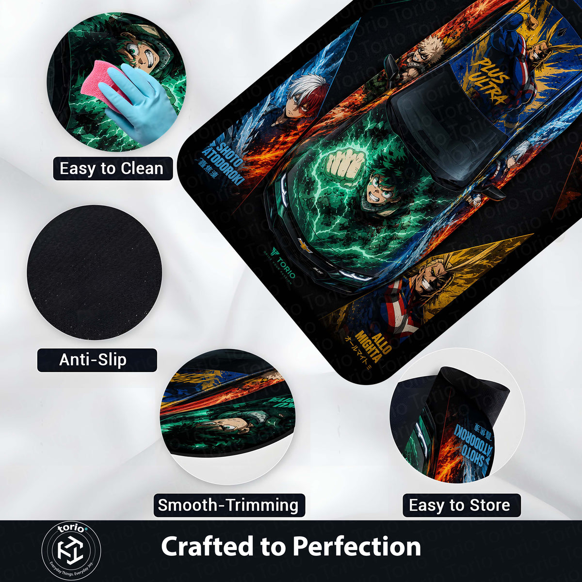 My Hero Academia Chevrolet Camaro Anime Area Flat Rug | Deku Midoriya Hero Floor Mat | MHA Gaming Flat Rug for Bedroom, Gaming Room, Anime Setup & Otaku Decor
