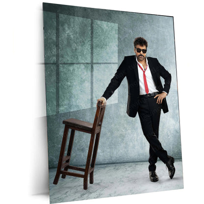 Movies & Series Metal Poster | Megastar Chiranjeevi Metal Poster | Mass Telugu Superstar Wall Art | Premium Actor Portrait Frame - TURTLEWINGS