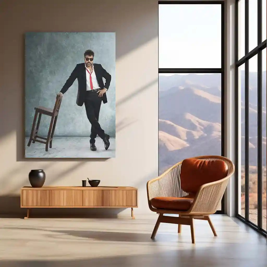Movies & Series Metal Poster | Megastar Chiranjeevi Metal Poster | Mass Telugu Superstar Wall Art | Premium Actor Portrait Frame - TURTLEWINGS