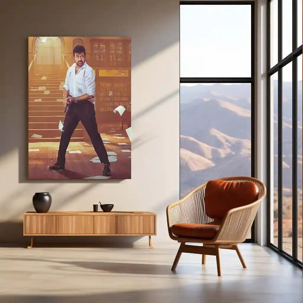Movies & Series Metal Poster | Megastar Chiranjeevi Metal Poster | Mass Telugu Superstar Wall Art | Premium Actor Portrait Frame 01 - TURTLEWINGS