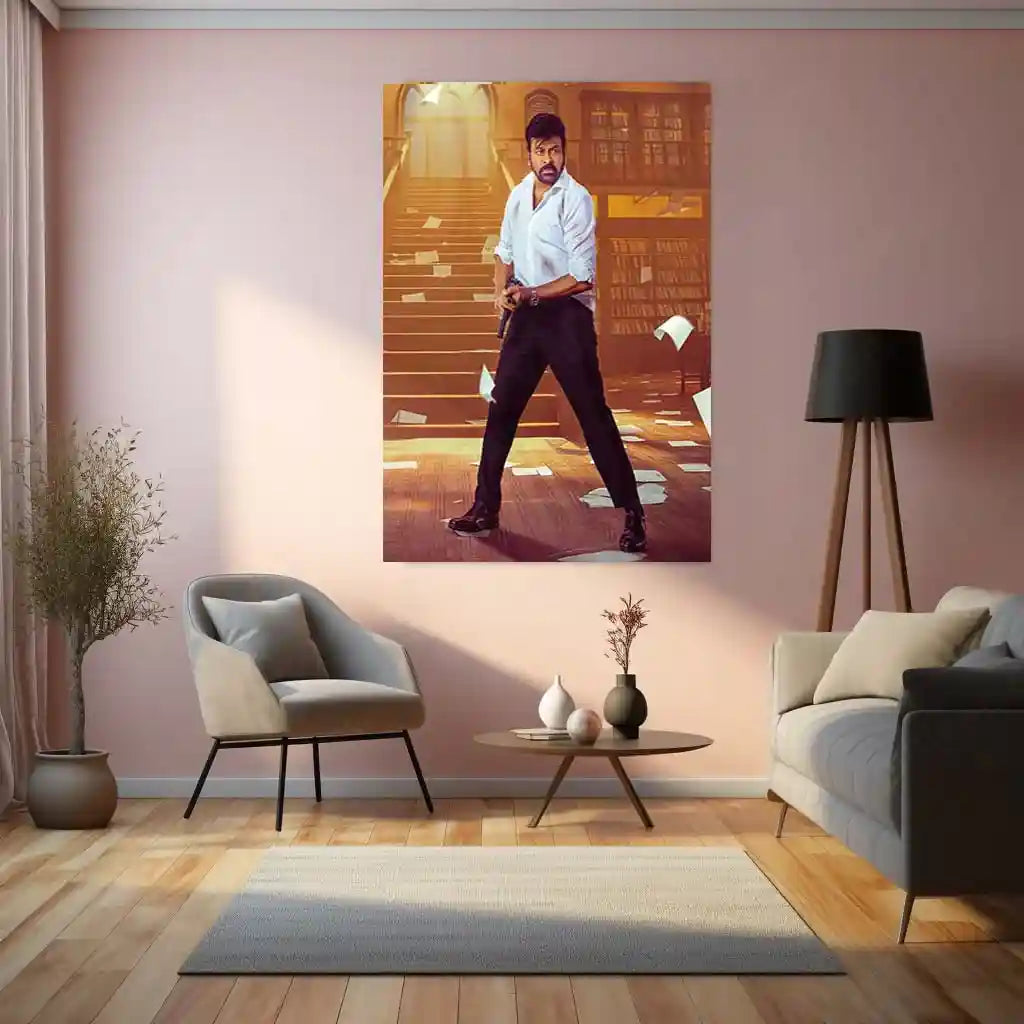 Movies & Series Metal Poster | Megastar Chiranjeevi Metal Poster | Mass Telugu Superstar Wall Art | Premium Actor Portrait Frame 01 - TURTLEWINGS