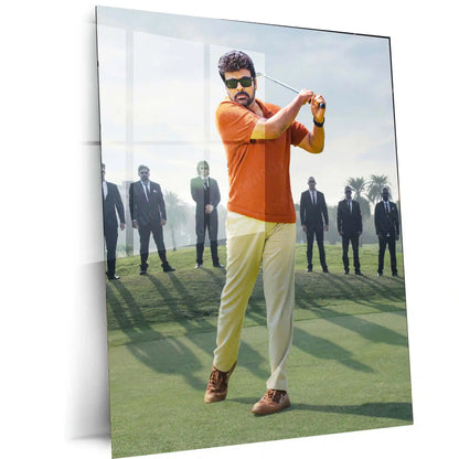 Movies & Series Metal Poster | Megastar Chiranjeevi Metal Poster | Mass Telugu Superstar Wall Art | Premium Actor Portrait Frame 02 - TURTLEWINGS