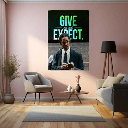 Quote Metal Poster | Chris Gardner – GIVE but Don’t EXPECT | Selfless Mindset Motivation Metal Frame - TURTLEWINGS