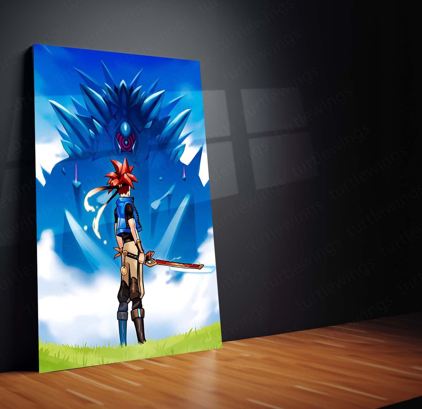 Anime Metal Poster | Chrono X Xeno – Time Rift Wanderer | Futuristic Sci-Fi Metal Frame Poster