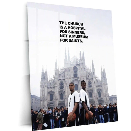 Quote Metal Poster | Church Is a Hospital | Grace, Redemption & Faith-Based Truth Metal Frame - TURTLEWINGS 