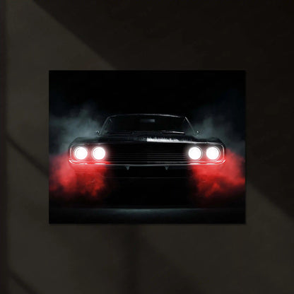 Classic Beast Neon LED Metal Poster | Retro Muscle Car Wall Art | Power & Legacy Illuminated Frame - TURTLEWINGS