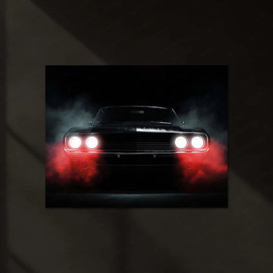 Classic Beast Neon LED Metal Poster | Retro Muscle Car Wall Art | Power & Legacy Illuminated Frame - TURTLEWINGS