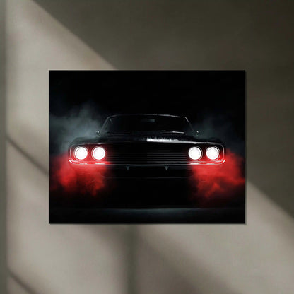 Classic Beast Neon LED Metal Poster | Retro Muscle Car Wall Art | Power & Legacy Illuminated Frame - TURTLEWINGS