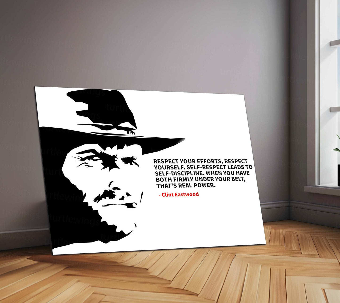 Quote Metal Poster | Clint Eastwood Quote – Real Power Comes from Discipline | Motivational Metal Poster
