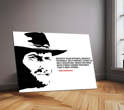 Quote Metal Poster | Clint Eastwood Quote – Real Power Comes from Discipline | Motivational Metal Poster