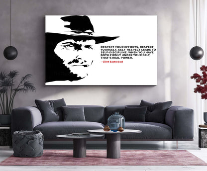 Quote Metal Poster | Clint Eastwood Quote – Real Power Comes from Discipline | Motivational Metal Poster