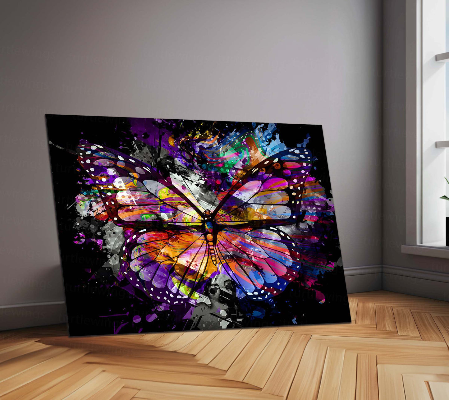 Colorful Abstract Butterfly Metal Poster | Vibrant Modern Wall Art