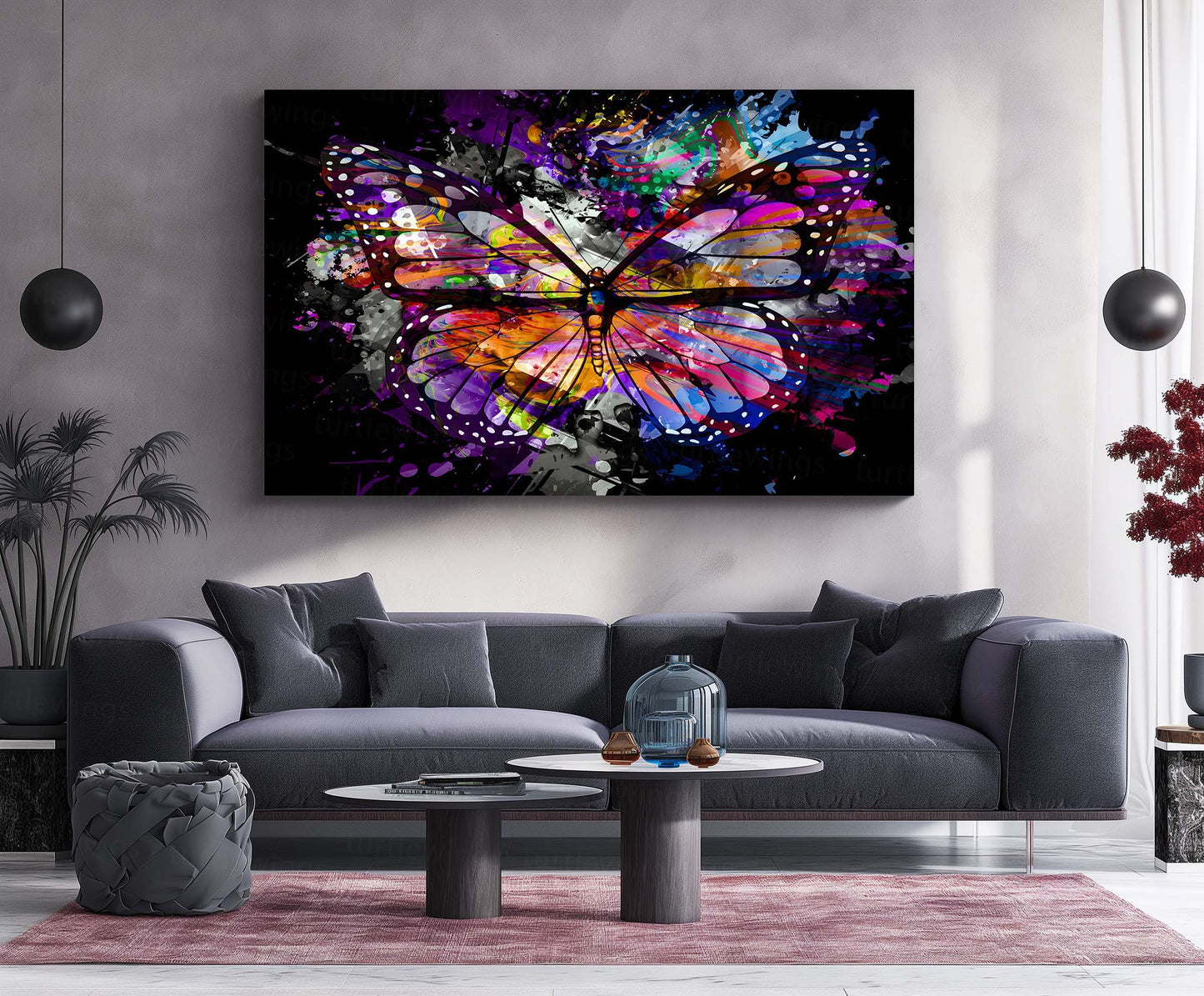 Colorful Abstract Butterfly Metal Poster | Vibrant Modern Wall Art