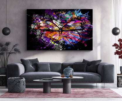Colorful Abstract Butterfly Metal Poster | Vibrant Modern Wall Art