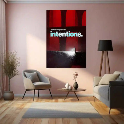 Quote Metal Poster | Consistency Reveals Intentions Metal Frame Discipline Over Words Motivational Wall Art | Commitment & Integrity Quote Metal Poster - TURTLEWINGS