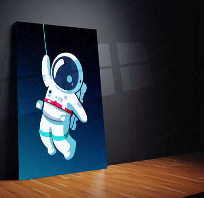 Cosmic Coffee Astronaut Metal Poster | Space Explorer Aesthetic Wall Art  Cute Galaxy Coffee Lover Metal Frame by TurtleWings 01