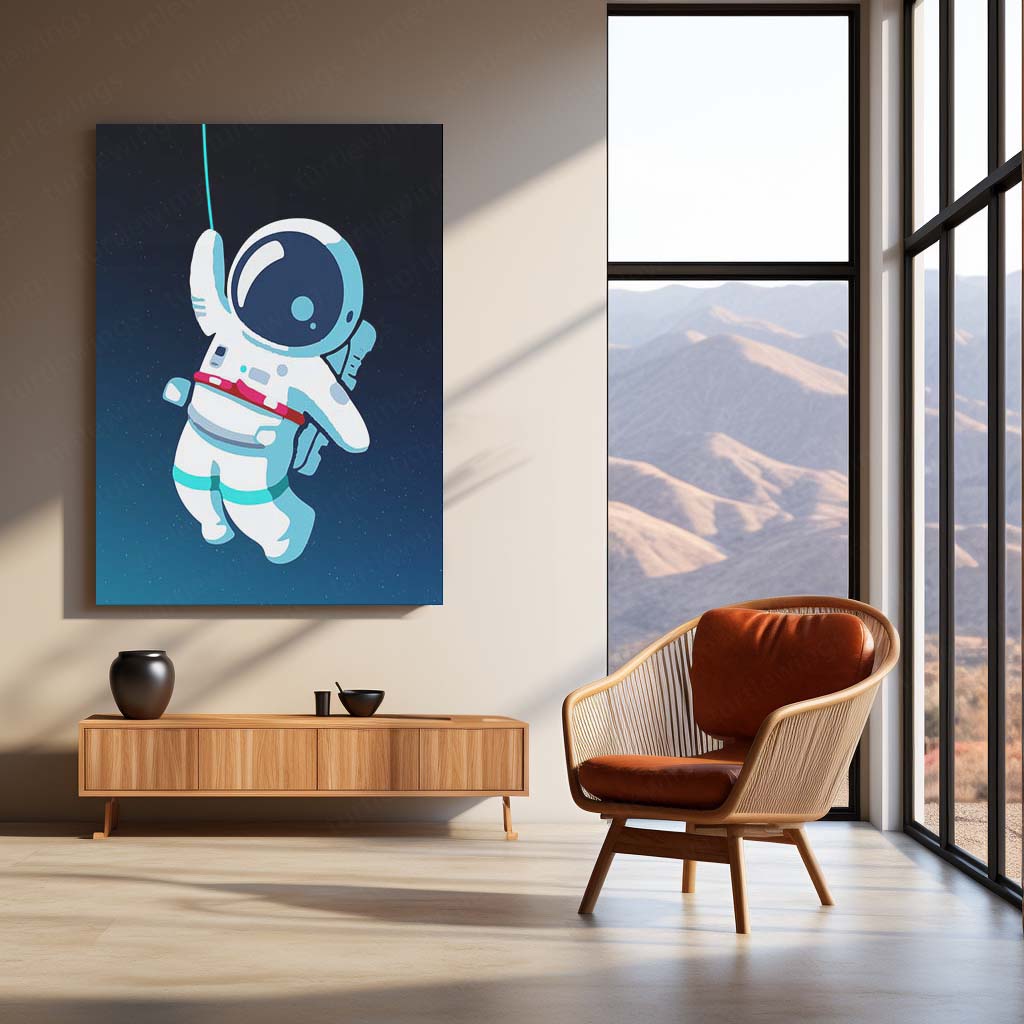 Cosmic Coffee Astronaut Metal Poster | Space Explorer Aesthetic Wall Art  Cute Galaxy Coffee Lover Metal Frame by TurtleWings 01