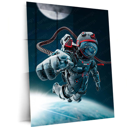 Cosmic Coffee Astronaut Metal Poster | Space Explorer Aesthetic Wall Art  Cute Galaxy Coffee Lover Metal Frame by TurtleWings 02