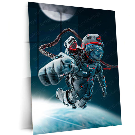 Cosmic Coffee Astronaut Metal Poster | Space Explorer Aesthetic Wall Art  Cute Galaxy Coffee Lover Metal Frame by TurtleWings 02