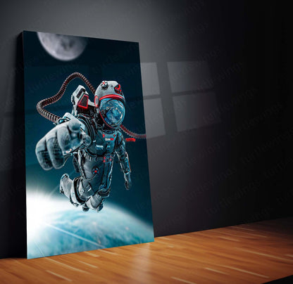 Cosmic Coffee Astronaut Metal Poster | Space Explorer Aesthetic Wall Art  Cute Galaxy Coffee Lover Metal Frame by TurtleWings 02