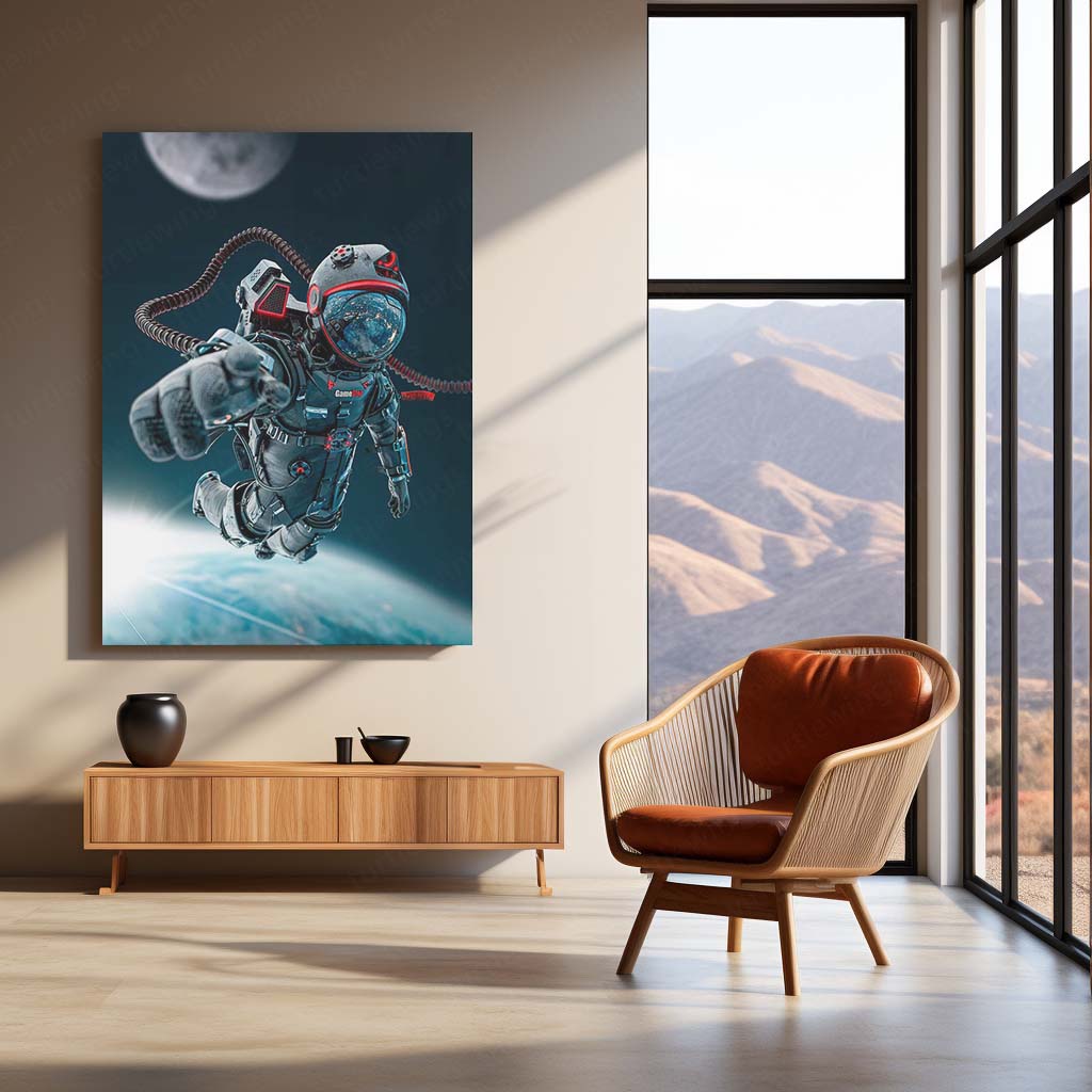 Cosmic Coffee Astronaut Metal Poster | Space Explorer Aesthetic Wall Art  Cute Galaxy Coffee Lover Metal Frame by TurtleWings 02