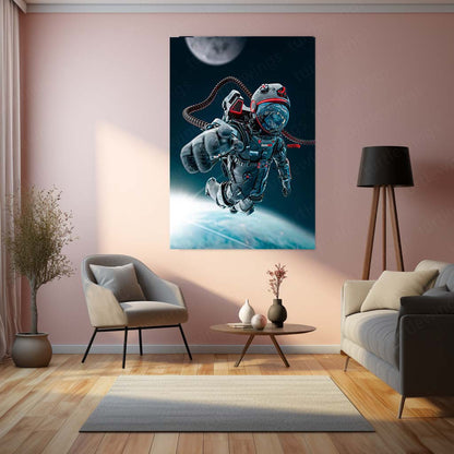Cosmic Coffee Astronaut Metal Poster | Space Explorer Aesthetic Wall Art  Cute Galaxy Coffee Lover Metal Frame by TurtleWings 02