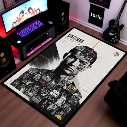 Cristiano Ronaldo CR7 Legend Area Flat Rug | Soccer Superstar Floor Mat | Iconic Football Player Flat Rug for Gaming Room, Bedroom & Fan Cave Decor