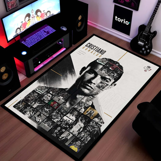 Cristiano Ronaldo CR7 Legend Area Flat Rug | Soccer Superstar Floor Mat | Iconic Football Player Flat Rug for Gaming Room, Bedroom & Fan Cave Decor