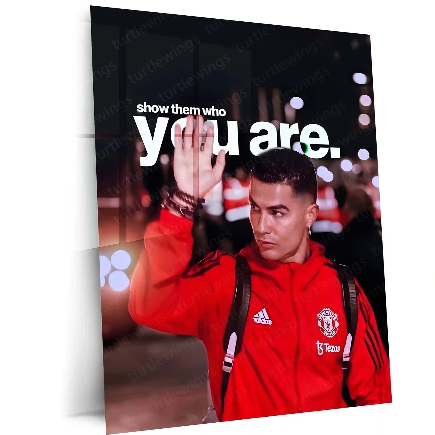 Quote Metal Poster | Cristiano Ronaldo – Show Them Who You Are | Champion Mindset Metal Frame - TURTLEWINGS