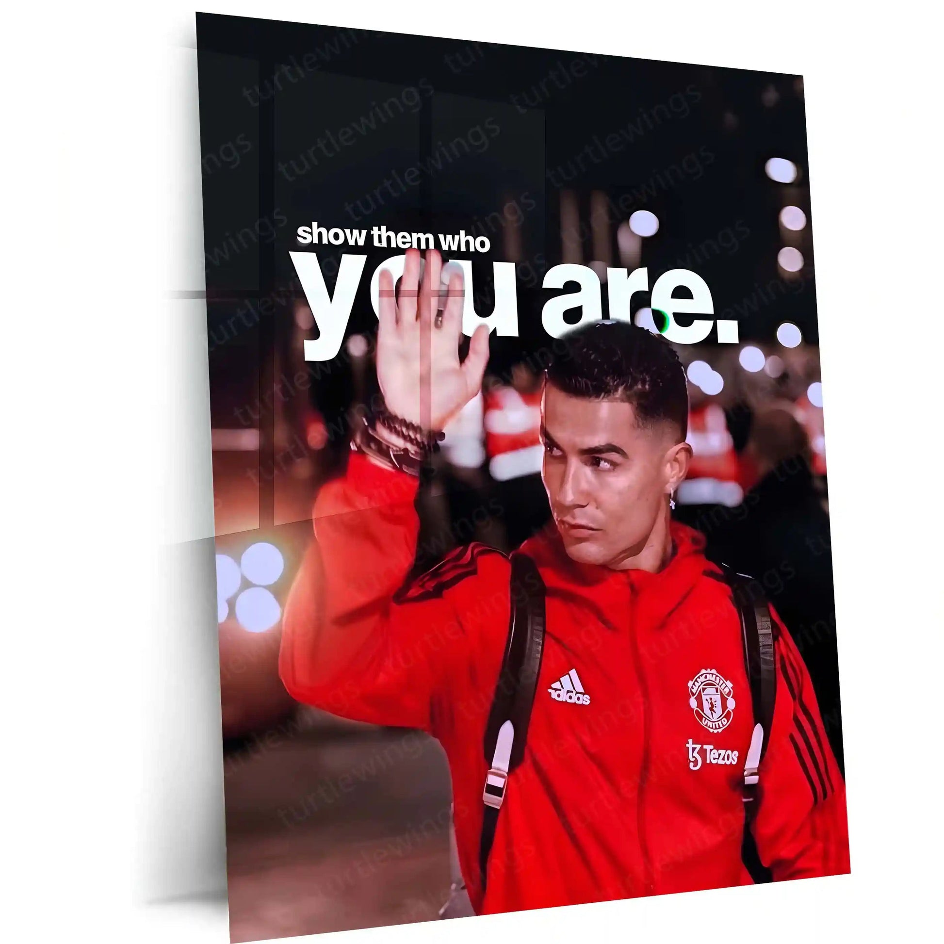 Quote Metal Poster | Cristiano Ronaldo – Show Them Who You Are | Champion Mindset Metal Frame - TURTLEWINGS