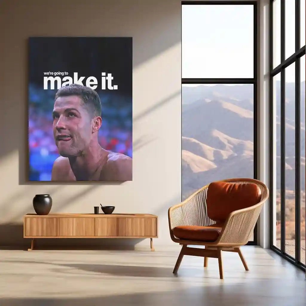 Quote Metal Poster | Cristiano Ronaldo – We’re Going to Make It | Belief, Persistence & Champion Mentality Metal Frame - TURTLEWINGS 