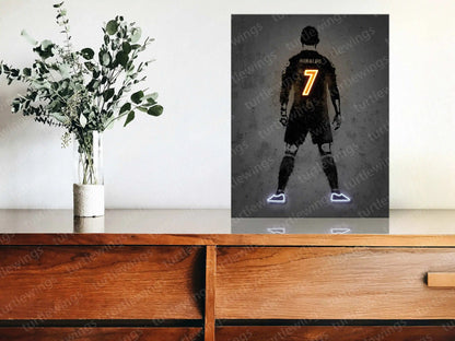 Cristiano Ronaldo Neon LED Wall Frame - Iconic Glow for Football Fans - TURTLEWINGS