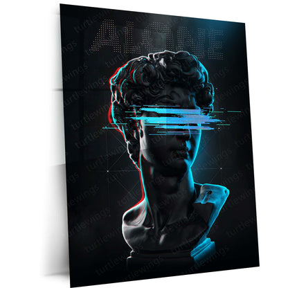 Cyber Renaissance Aesthetic Wall Art  Digital Isolation Futuristic Metal Frame by TurtleWings