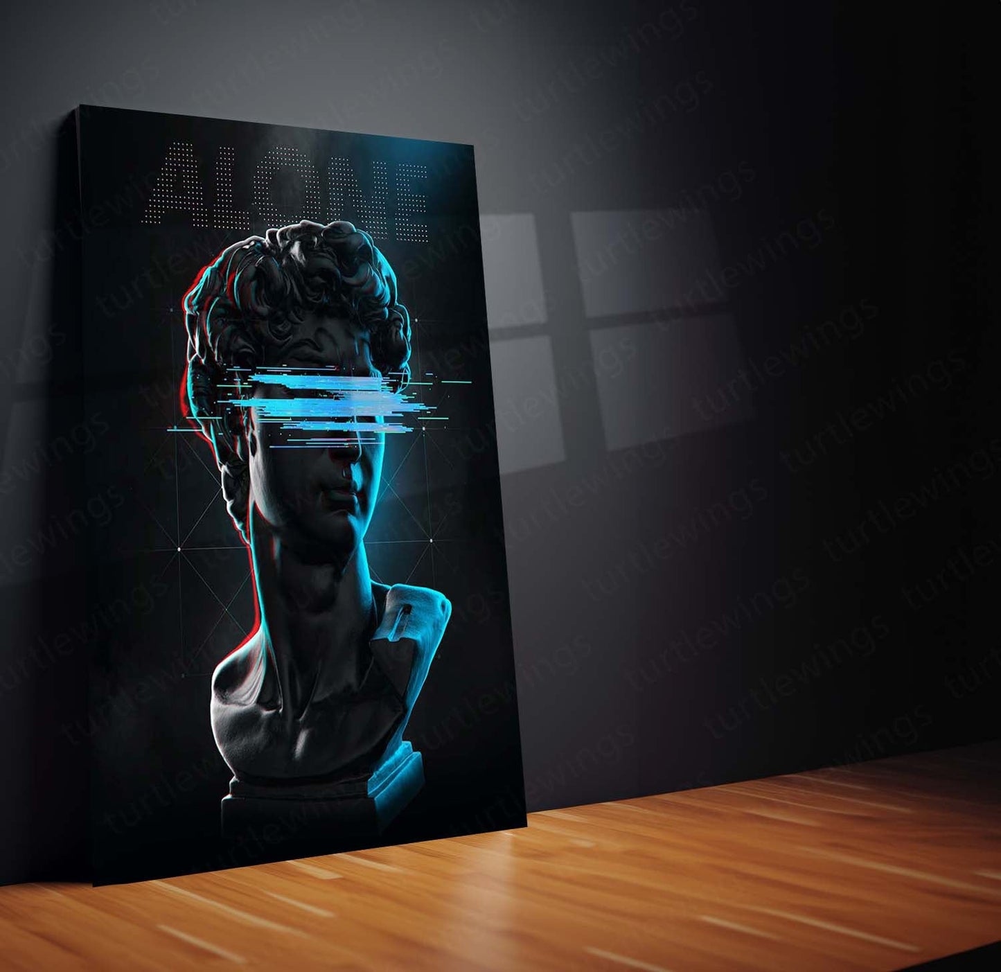 Cyber Renaissance Aesthetic Wall Art  Digital Isolation Futuristic Metal Frame by TurtleWings