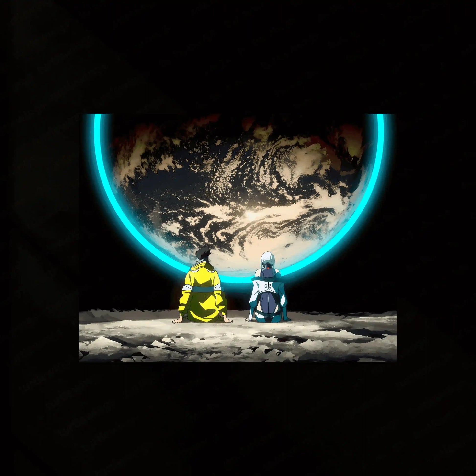 Cyberpunk: David & Lucy Moon Neon LED Metal Poster - TURTLEWINGS