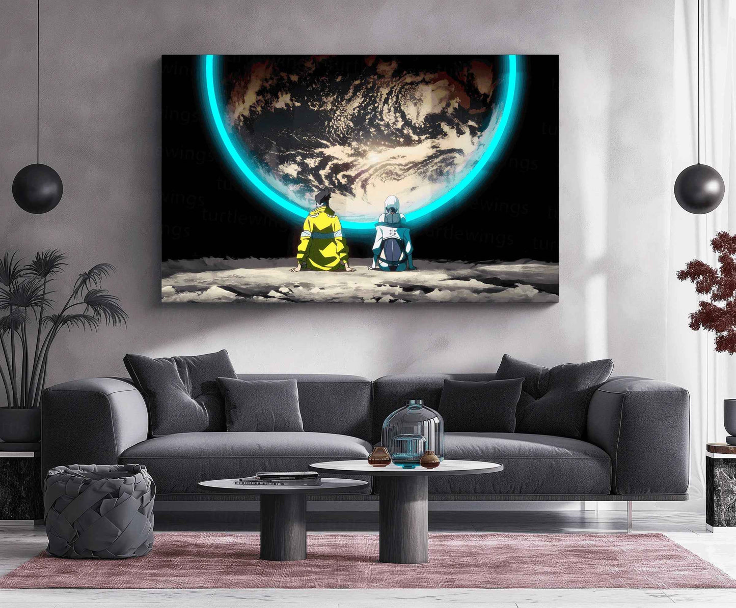 Cyberpunk: David & Lucy Moon Neon LED Metal Poster - TURTLEWINGS