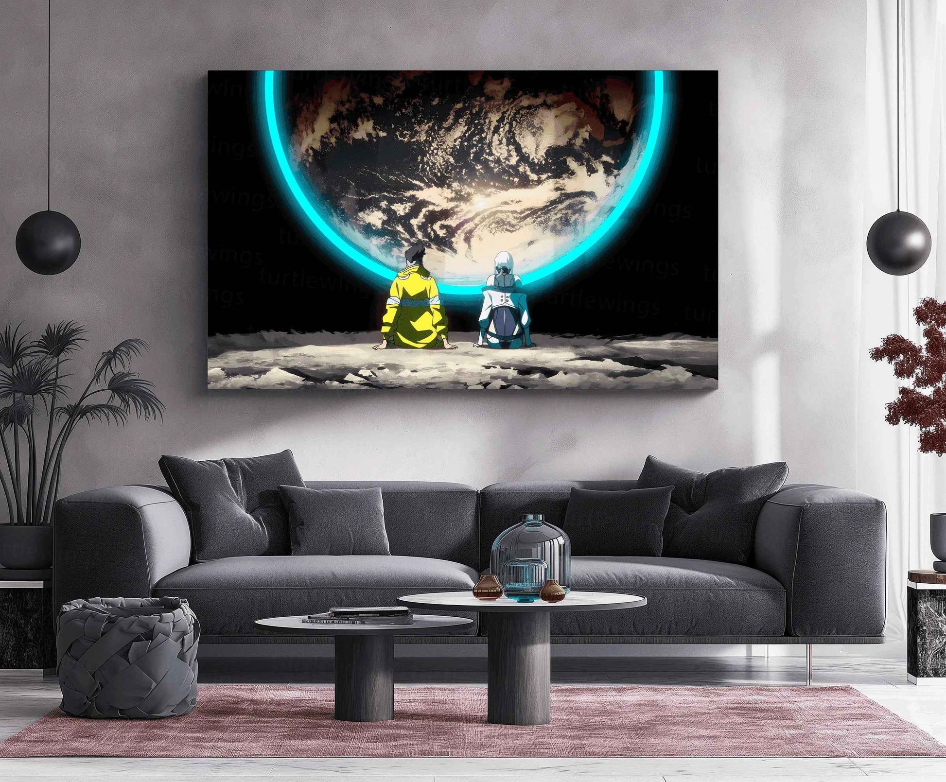 Cyberpunk: David & Lucy Moon Neon LED Metal Poster - TURTLEWINGS