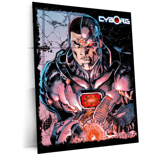 Cyborg – Tech Titan Metal Poster | DC Comics Justice League Wall Frame - TURTLEWINGS