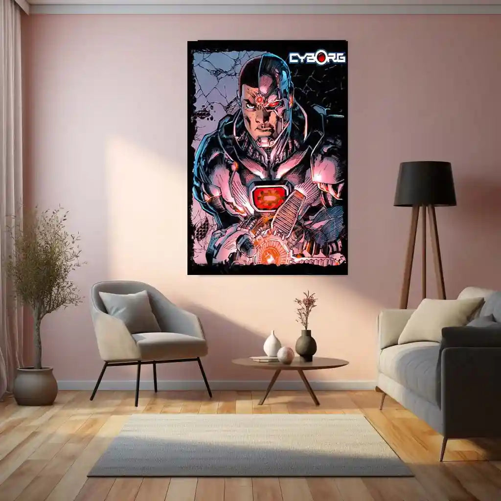 Cyborg – Tech Titan Metal Poster | DC Comics Justice League Wall Frame - TURTLEWINGS