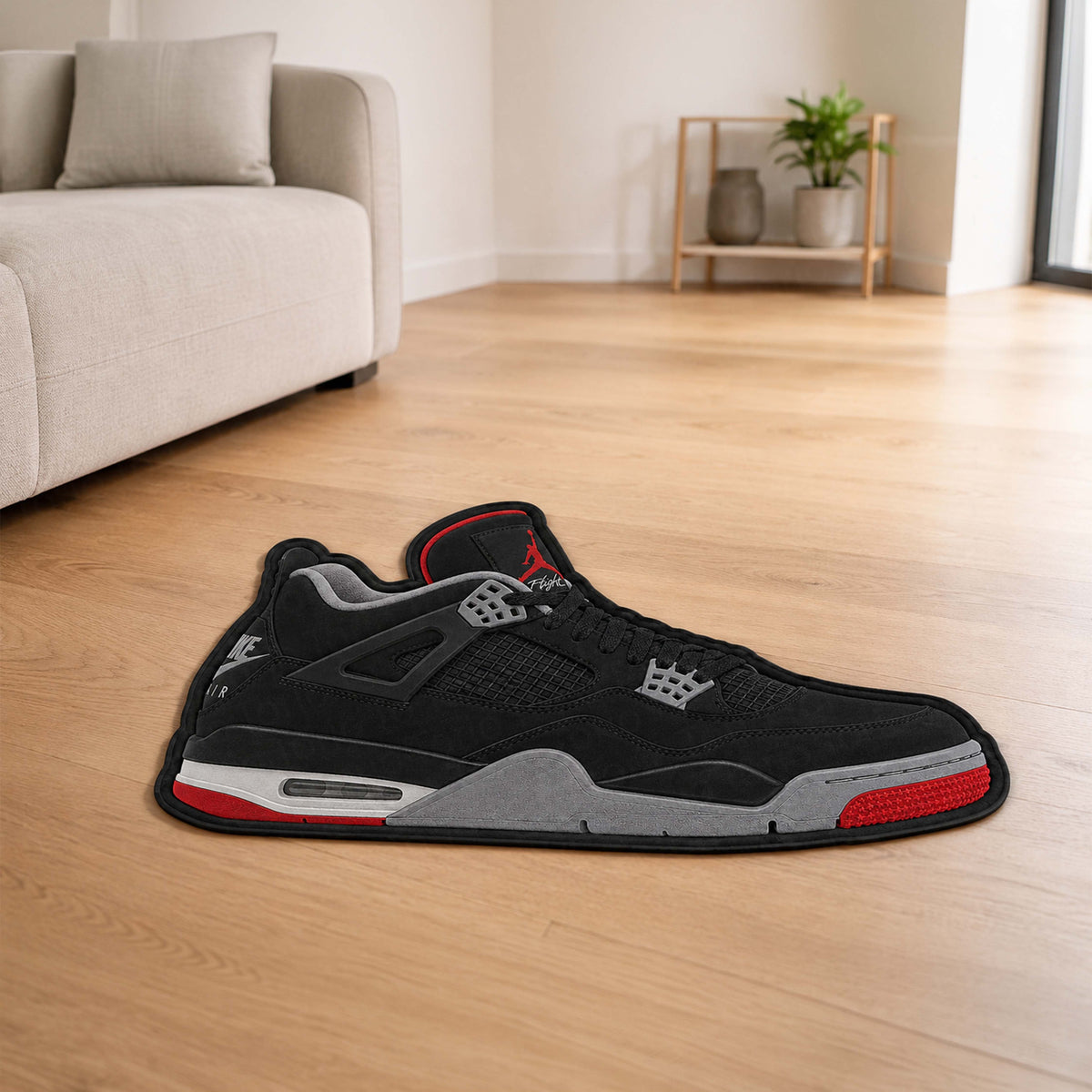 Air Jordan 4 Black Cut-out Flat Rug | Iconic Basketball Sneaker Flat Rug | Premium Streetwear Room Decor