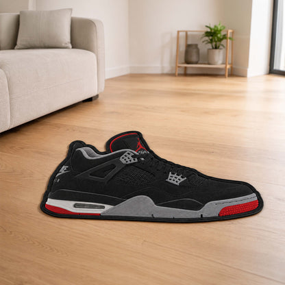 Air Jordan 4 Black Cut-out Flat Rug | Iconic Basketball Sneaker Flat Rug | Premium Streetwear Room Decor