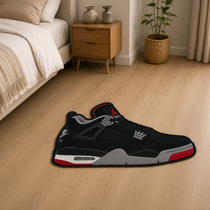 Air Jordan 4 Black Cut-out Flat Rug | Iconic Basketball Sneaker Flat Rug | Premium Streetwear Room Decor