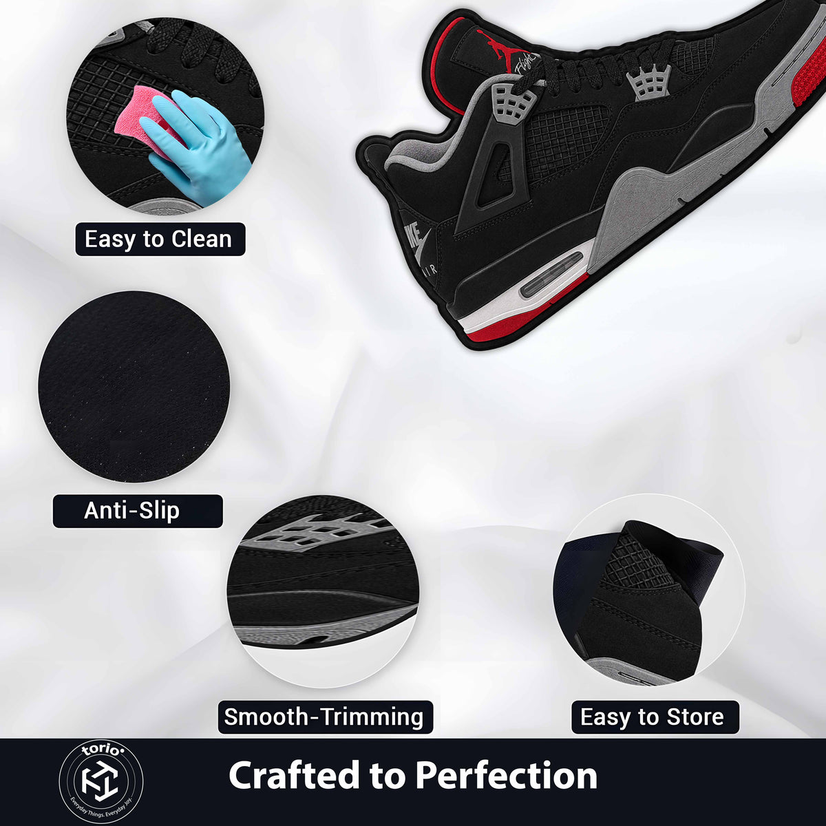 Air Jordan 4 Black Cut-out Flat Rug | Iconic Basketball Sneaker Flat Rug | Premium Streetwear Room Decor