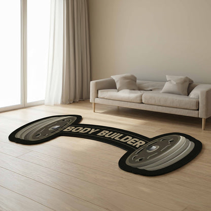Body Builder Dumbbell Floor Mat (3 mm Thick) | Gym Weight Bar Design Mat for Home Gym, Fitness Room & Workout Decor