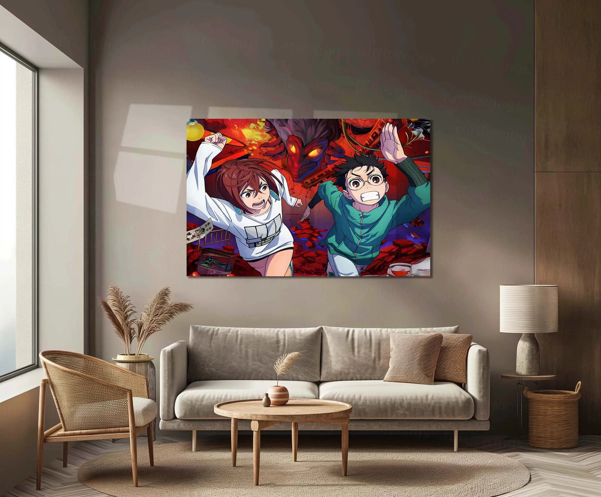 Anime Metal Poster | DanDaDan – Momo Ayase & Okarun Metal Poster | Supernatural Anime Wall Frame 07 - TURTLEWINGS
