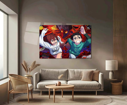 Anime Metal Poster | DanDaDan – Momo Ayase & Okarun Metal Poster | Supernatural Anime Wall Frame 07 - TURTLEWINGS