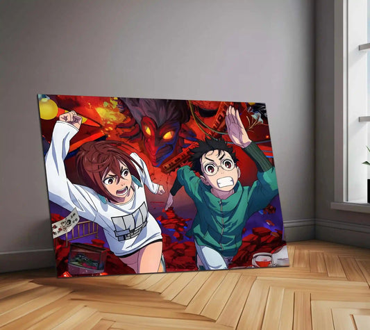 Anime Metal Poster | DanDaDan – Momo Ayase & Okarun Metal Poster | Supernatural Anime Wall Frame 07 - TURTLEWINGS