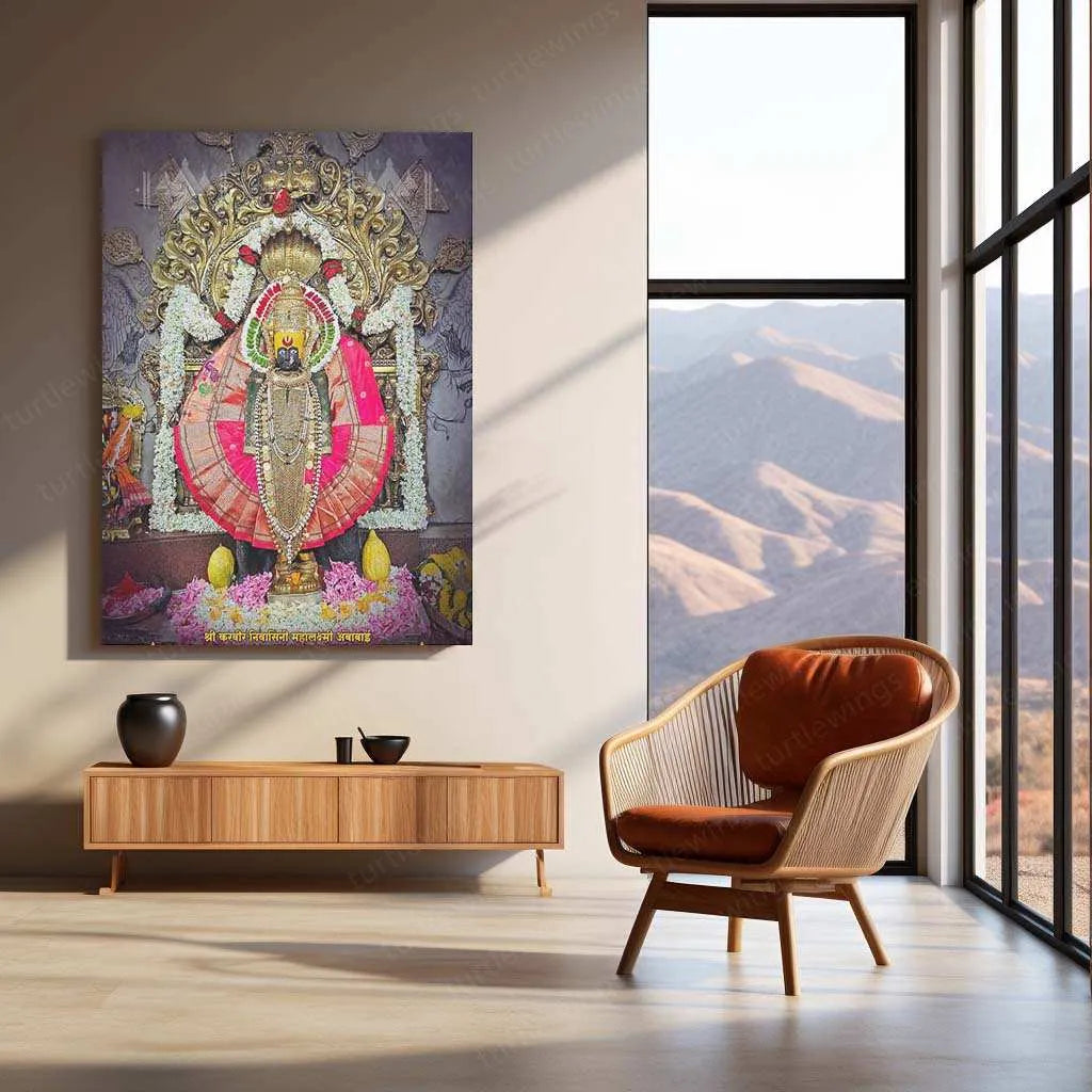 Devi Ambabai Metal Poster – Divine Goddess Mahalakshmi Wall Art | Spiritual Hindu Decor 3 - TURTLEWINGS